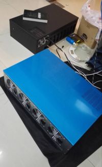 High-performance Bitcoin mining rig operating in a modern facility